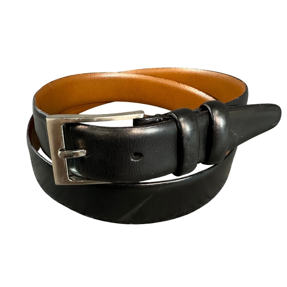 Mens Wearhouse Black Full Grain Italian Leather Dress Belt Size 34 Made in Italy